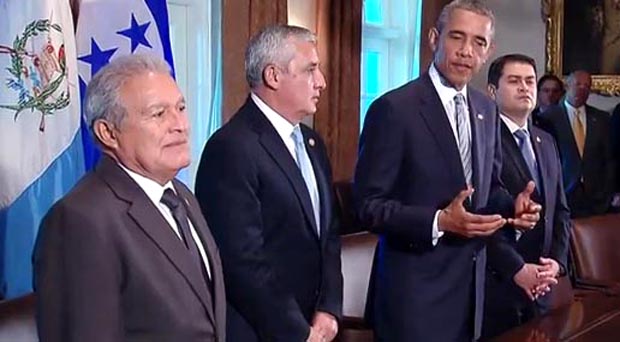El presidente Obama, tercero desde la izquierda, se reunió con tres presidentes latinoamericanos en la Casa Blanca. Foto Casa Blanca