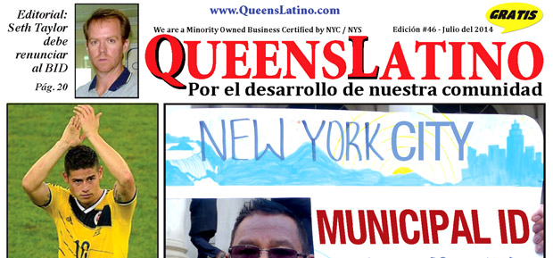 Parte superior de la portada de julio de QueensLatino en donde pedimos la renuncia de Seth Taylor. 