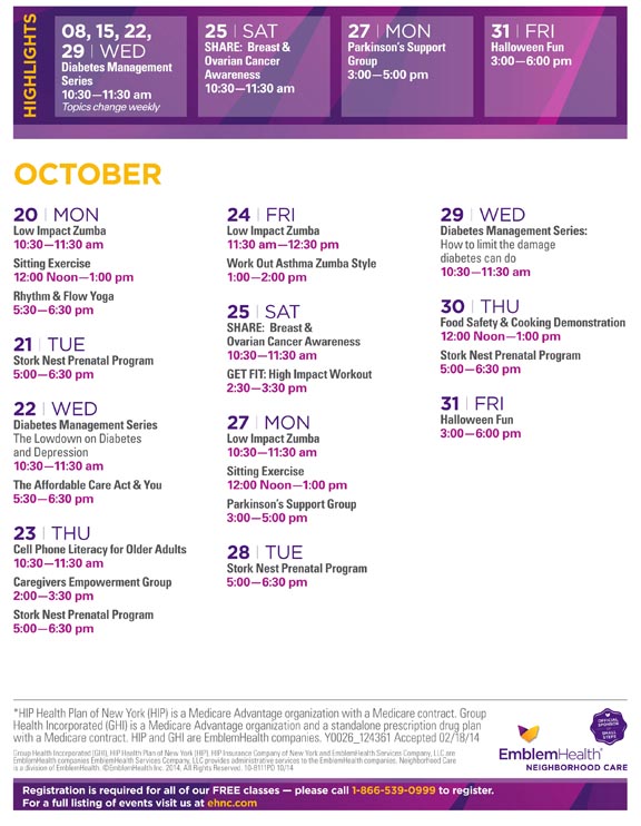 EmblemHealth Neighborhood Care Oct_Calendar_Cambria 2