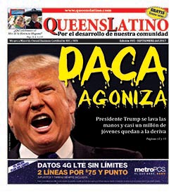 La portada de la edición de septiembre de QueensLatino. Diseños Ana Luisa Castaño