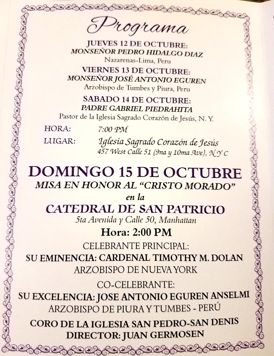Procesion Senor de los Milagros NYC