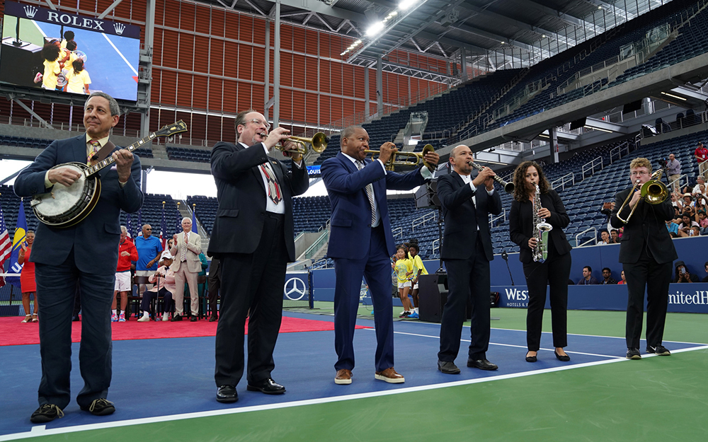 Wynton Marsalis performs at the grand opening of Louis Armstrong Stadium at the 2018 US Open. Photo courtesy USTA