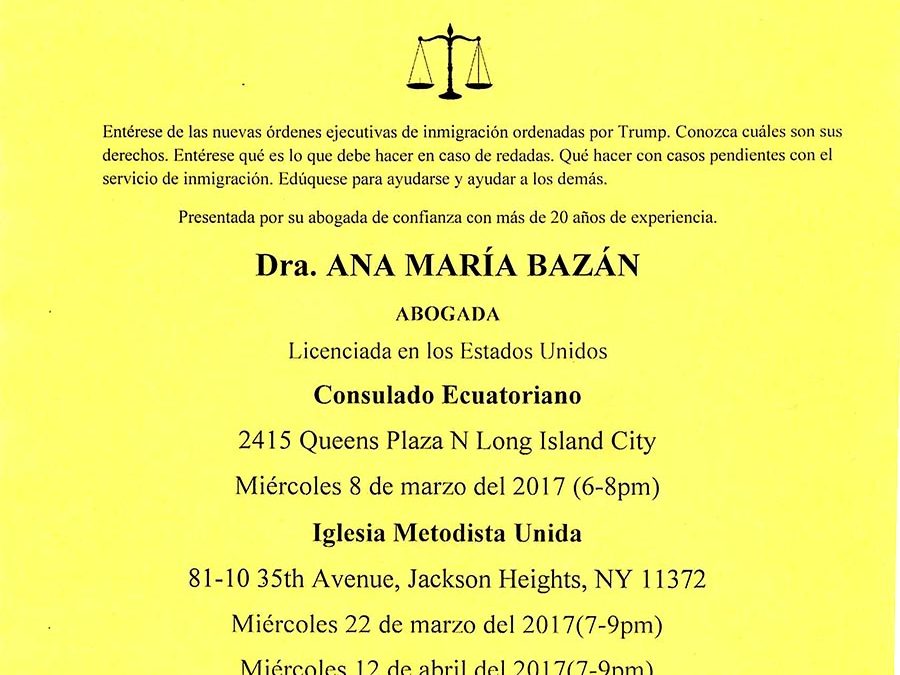 Abogada Ana María Bazán explica las leyes de inmigración a la comunidad en varios talleres