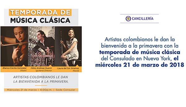 Consulado de Colombia en NY con música clásica marzo 21