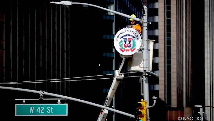 Los escudos que están reemplazando en Avenida de las Américas